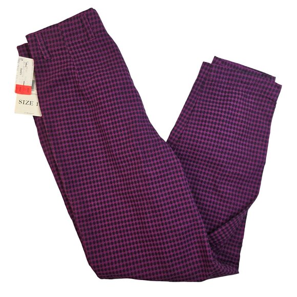 Dockers Levis Vintage Size 10 High Waist Trousers Pleated Houndstooth Deadstock - Picture 2 of 10